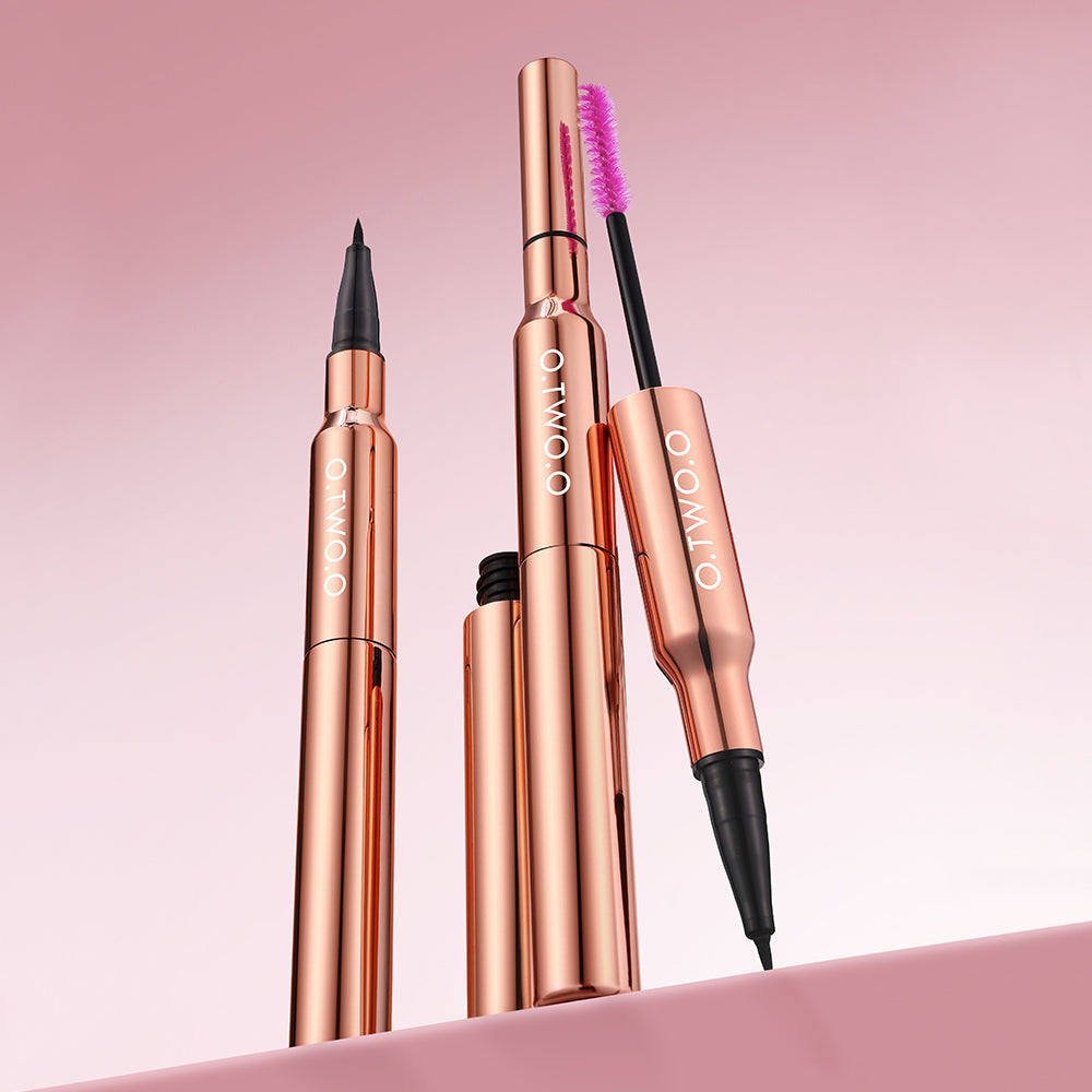 2 IN 1 Long Wear Black Eyeliner Lengthening Non- Smuge Mascara
