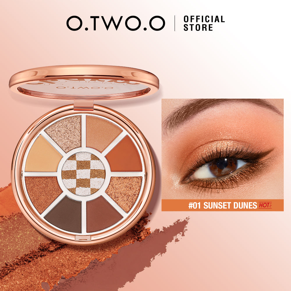 O.TWO.O Round Shape Eyeshadow Pallet with 2 Colors Series Earth brown Eye Shadow