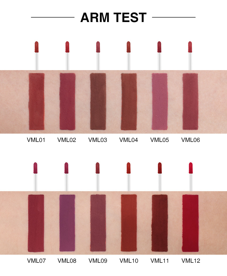 O.TWO.O High Pigment 12 Colors Matte Velvet Lip Gloss Cruelty Free Easy Wearing Nude Liquid Lipstick
