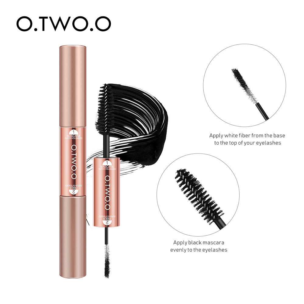 O.TWO.O Miracle Double Head 2 in 1 Mascara Waterproof Lengthening Eyelash Sweat Proof Easy Wearing Mascara