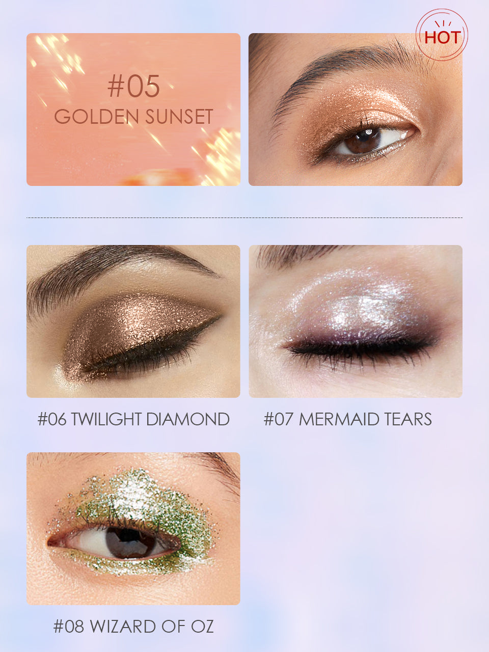 O.TWO.O New Arrival Hotest Liquid Eye Shadow with 8 Colors