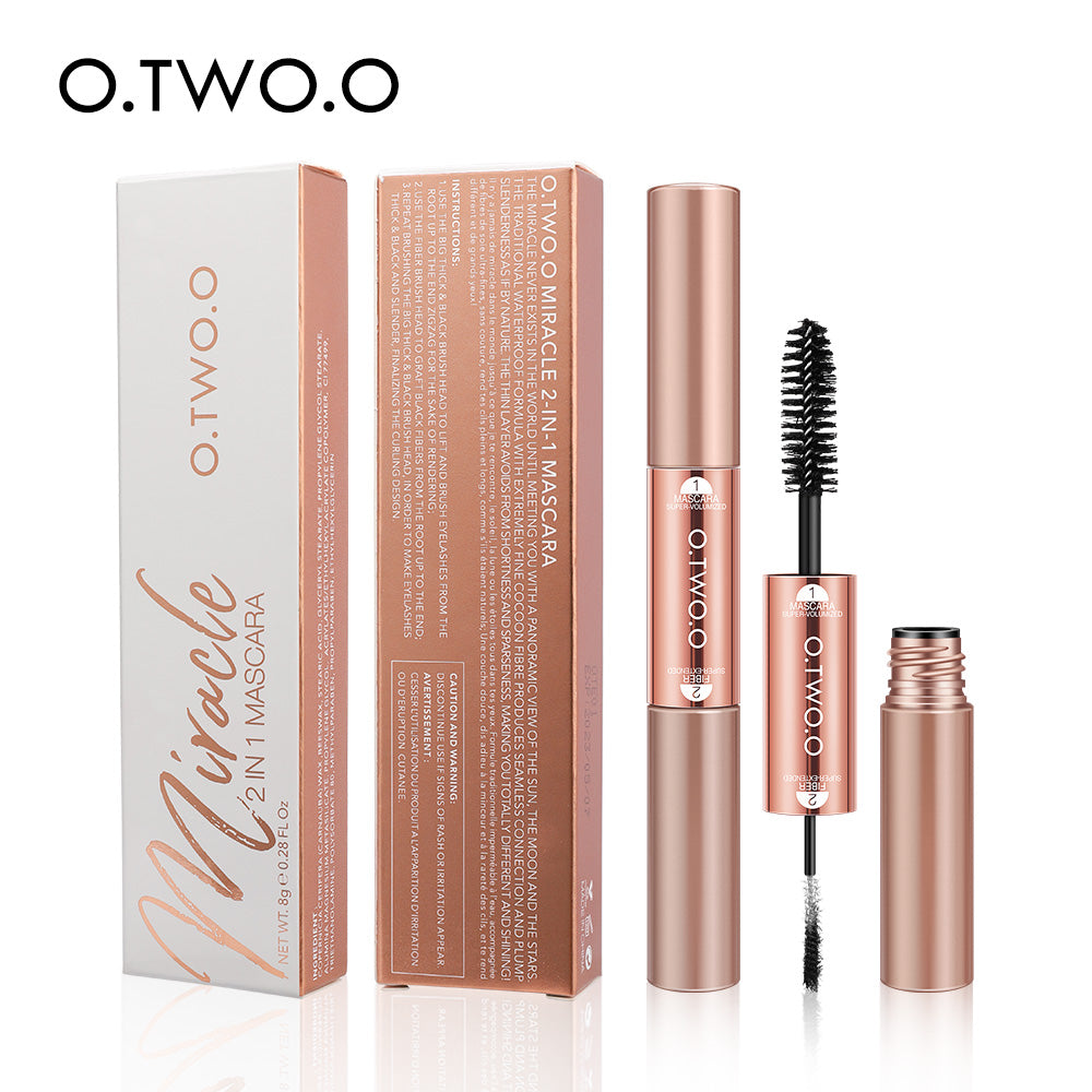 O.TWO.O Miracle Double Head 2 in 1 Mascara Waterproof Lengthening Eyelash Sweat Proof Easy Wearing Mascara