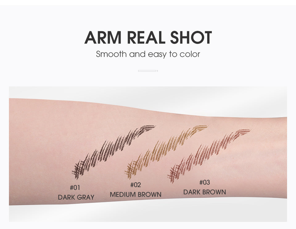 O.TWO.O 3 Headed Waterproof Triple Brow Pencil 3 Colors Sweat Proof 3D Eyebrow Pencil