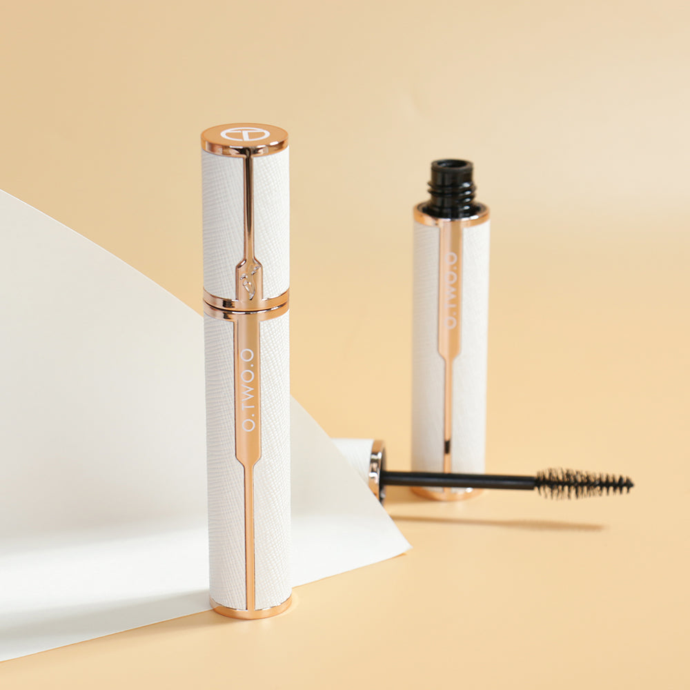 Waterproof 3D silk fiber mascara with white leather tube design