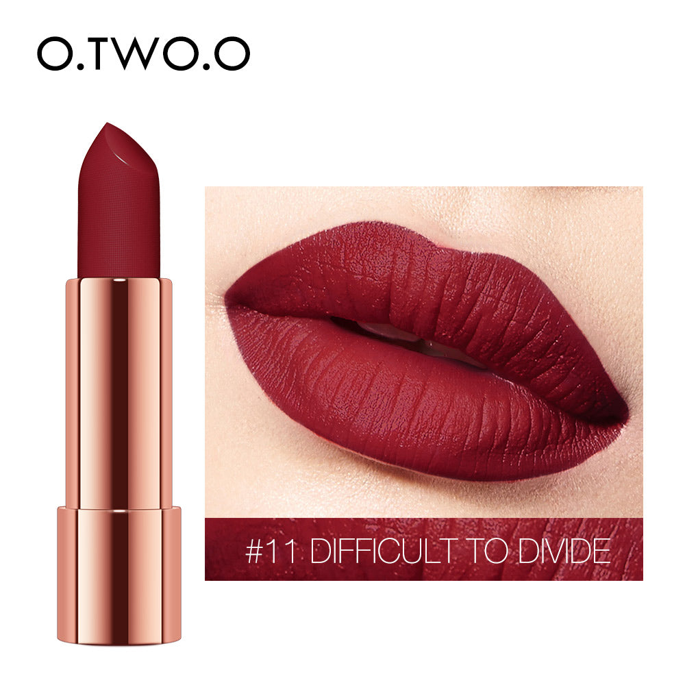 O.TWO.O Rouge Lipstick 12 Colors Semi-matte Moisturize Matte Waterproof Whit tube Lipstick