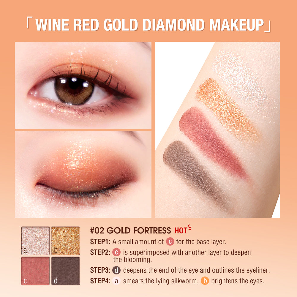 O.TWO.O 4 Colors Matt and Shining Powder Eye Shadow Pallete