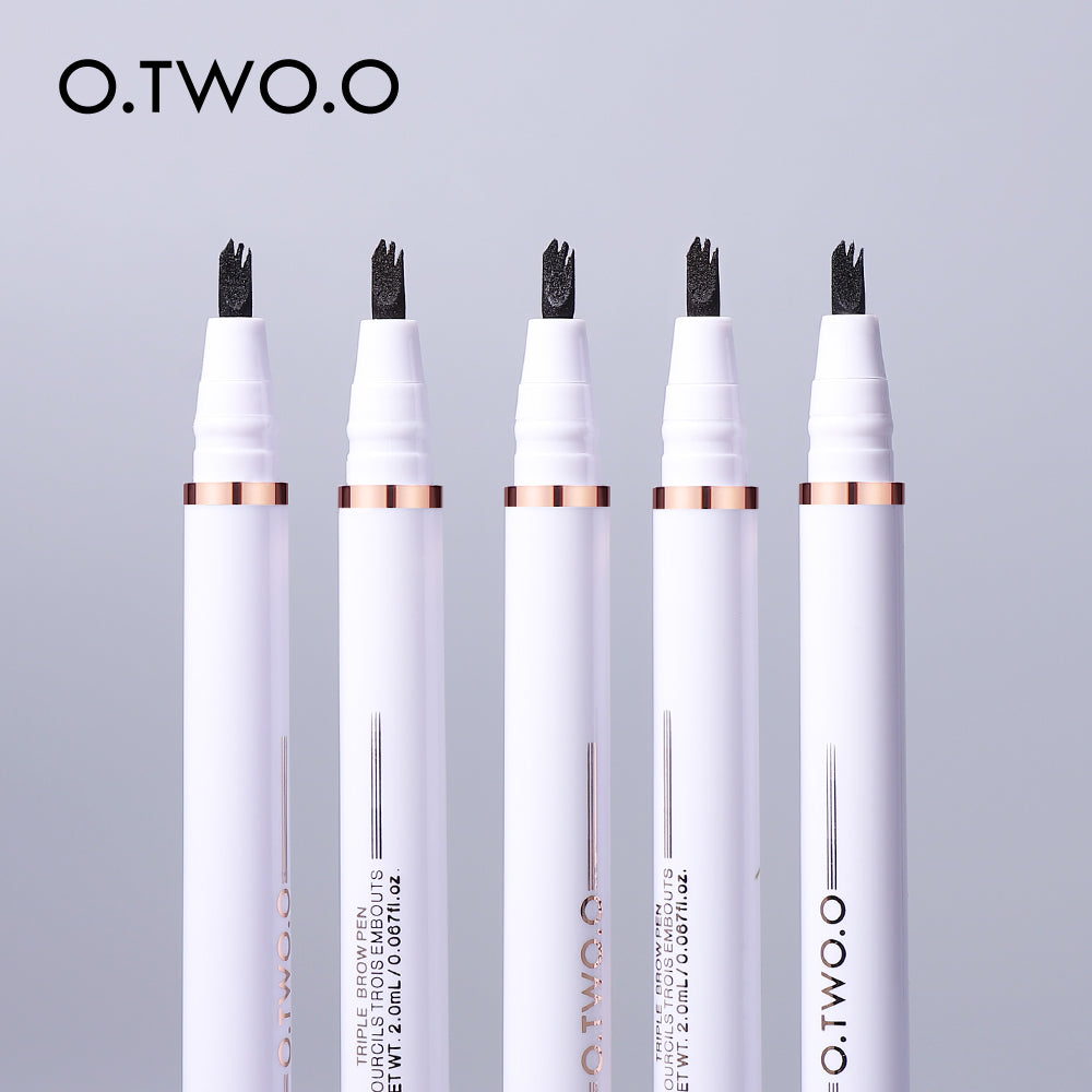 O.TWO.O 3 Headed Waterproof Triple Brow Pencil 3 Colors Sweat Proof 3D Eyebrow Pencil