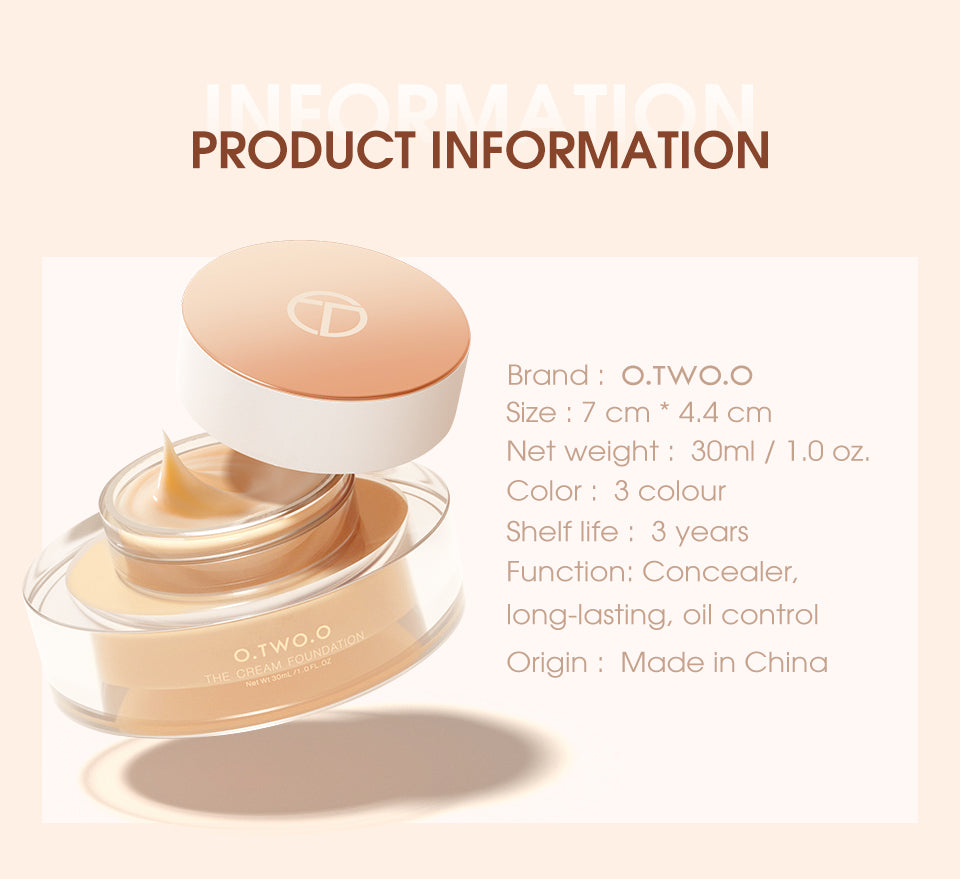 O.TWO.O New Arrival Cream Foundation with Skin Care founction
