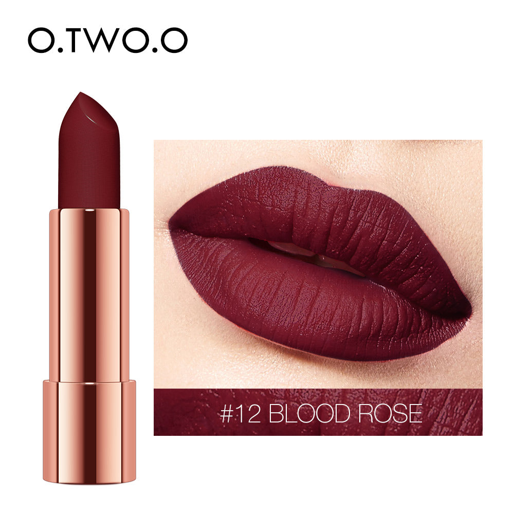 O.TWO.O Rouge Lipstick 12 Colors Semi-matte Moisturize Matte Waterproof Whit tube Lipstick