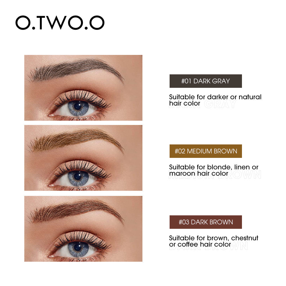 O.TWO.O 3 Headed Waterproof Triple Brow Pencil 3 Colors Sweat Proof 3D Eyebrow Pencil