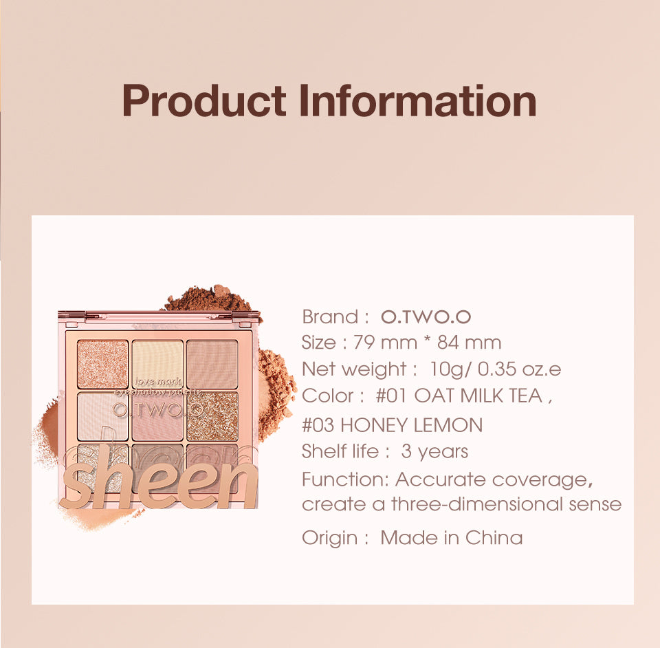 O.TWO.O Sparkle Matte 9 Color Eyeshadow Pallete