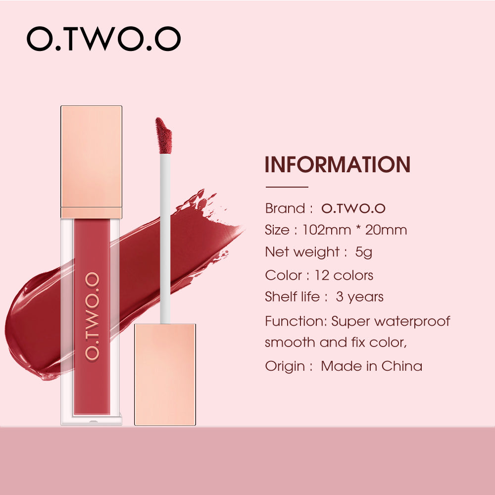 O.TWO.O New Arrival 12 Colors Matte and Strong Waterproof Lip Gloss
