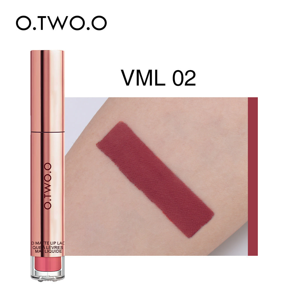 O.TWO.O High Pigment 12 Colors Matte Velvet Lip Gloss Cruelty Free Easy Wearing Nude Liquid Lipstick