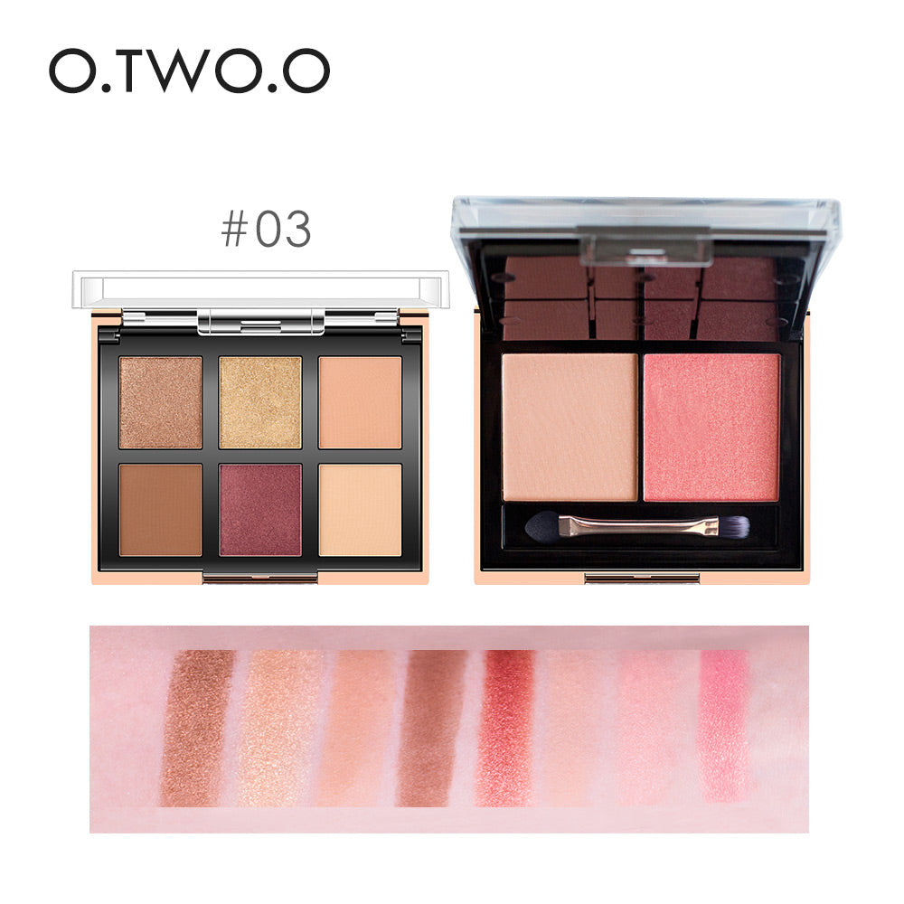 O.TWO.O Rich Color Shimmer Glitter Eyeshadow Blusher Highlight and Countour Palette