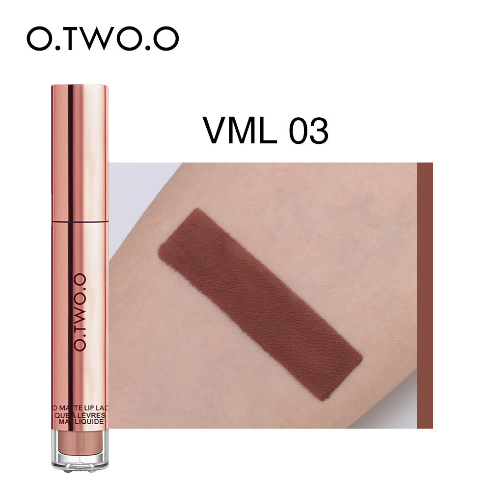 O.TWO.O High Pigment 12 Colors Matte Velvet Lip Gloss Cruelty Free Easy Wearing Nude Liquid Lipstick