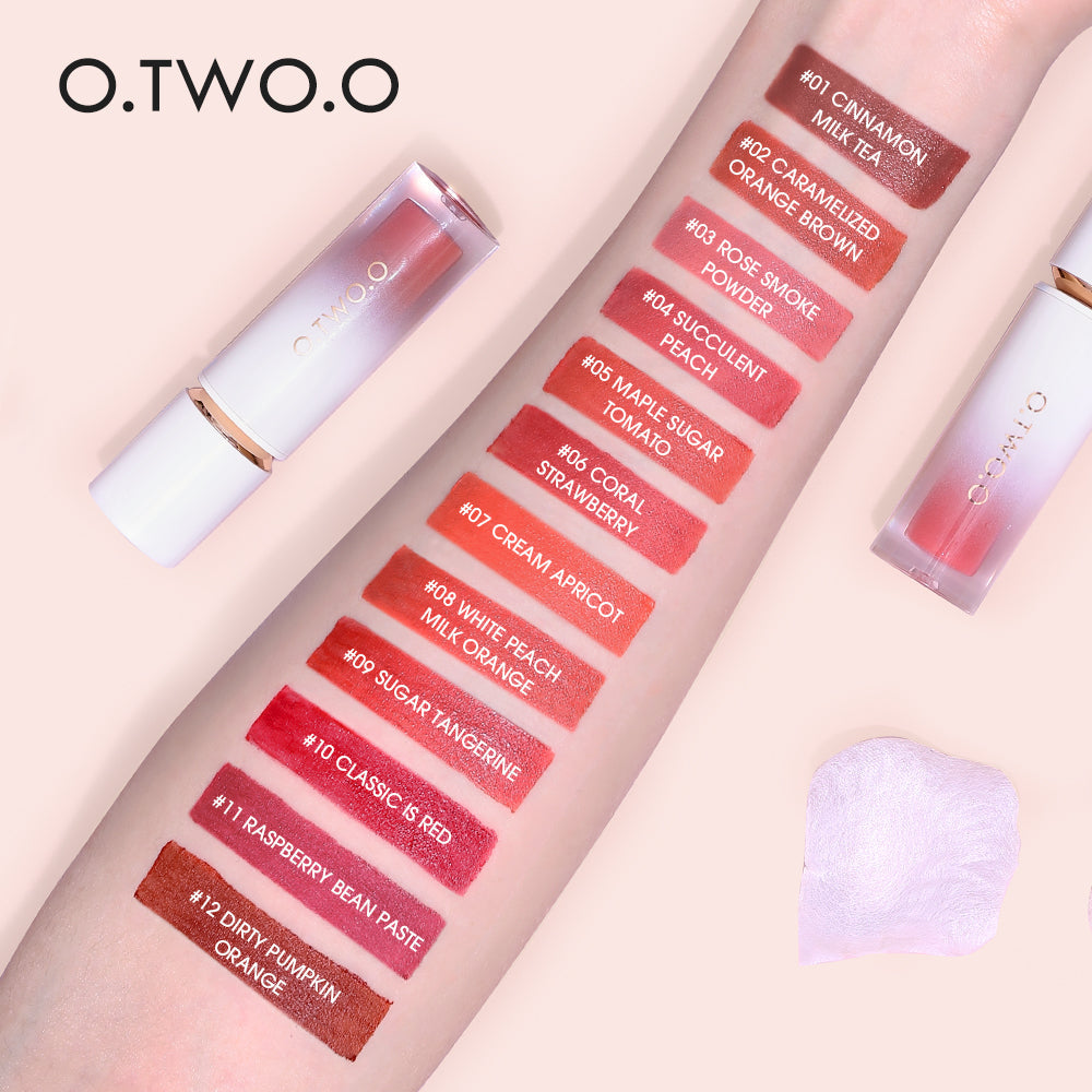 O.TWO.O New Arrival Velvet Matte Finish Rich 12 colors Lip Gloss