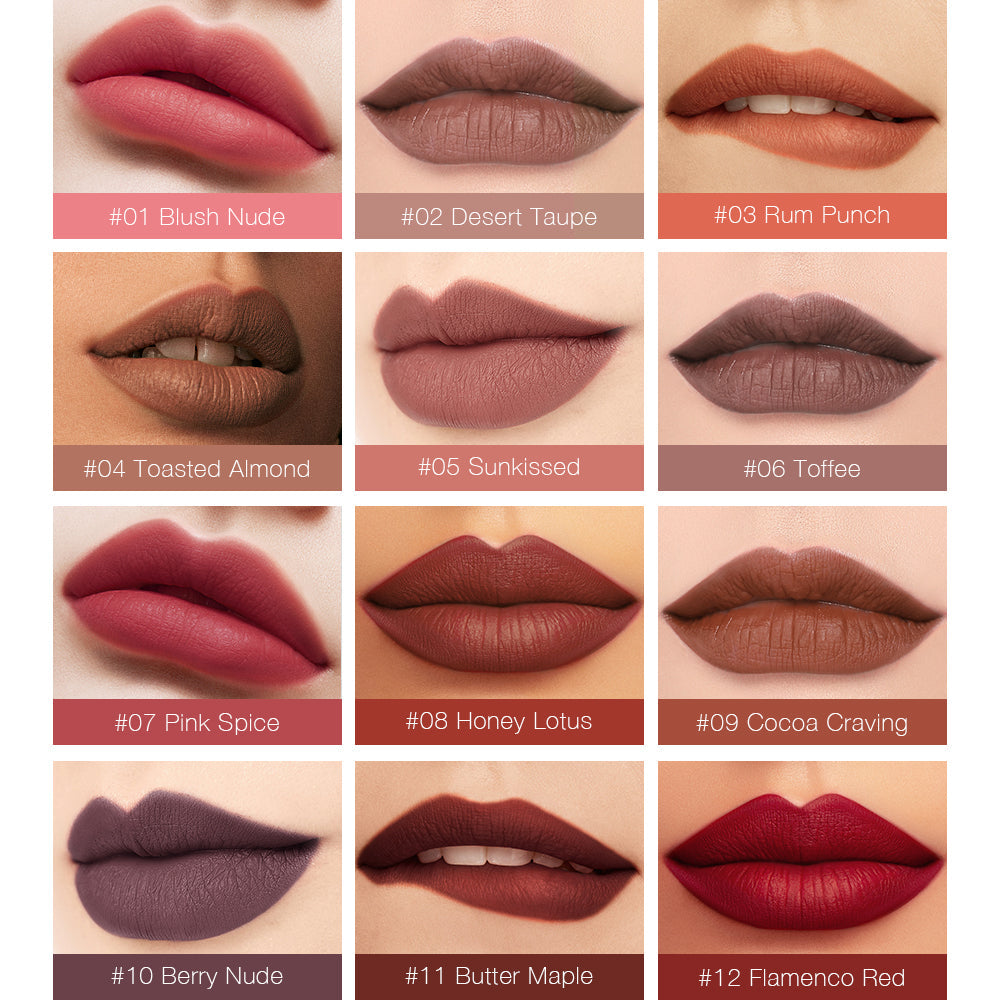 12 Colors Matte Waterproof Long Lasting Nude Liquid Lipstick Velvet Texture Lipgloss