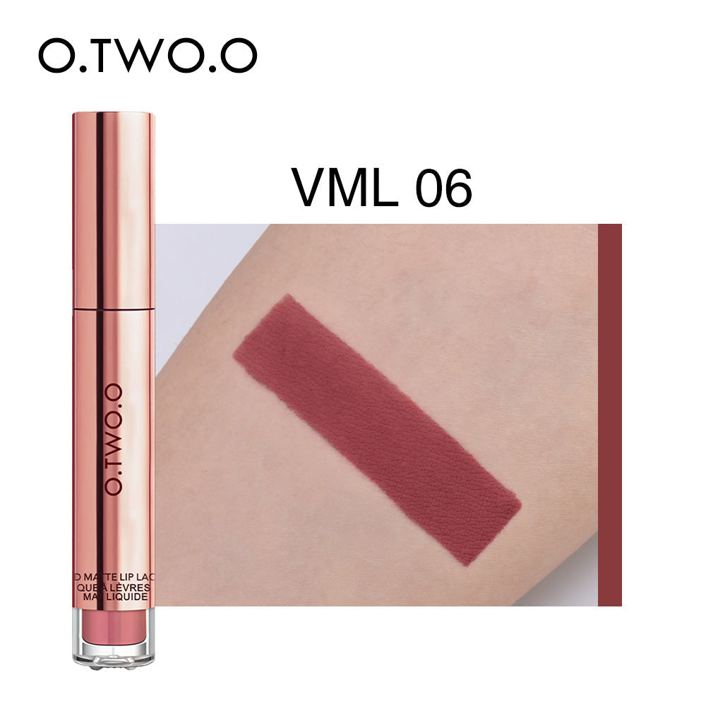 O.TWO.O High Pigment 12 Colors Matte Velvet Lip Gloss Cruelty Free Easy Wearing Nude Liquid Lipstick