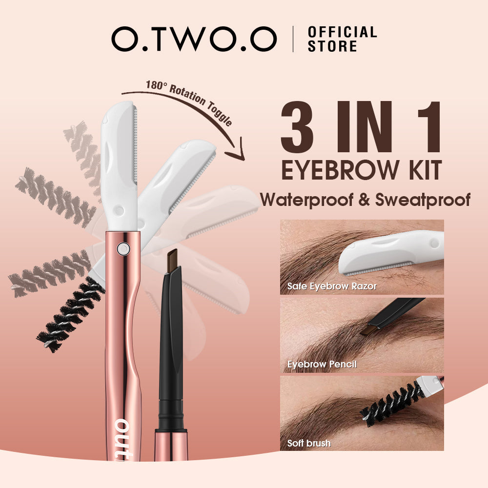 O.TWO.O 3 IN 1 Eyebrow Pen with Eyebrow scraper, brush, eyebrow pencil