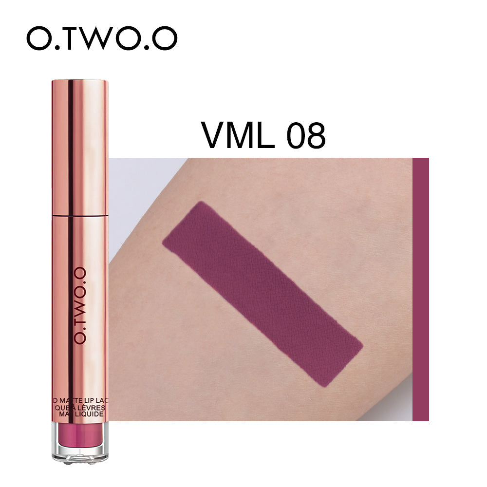 O.TWO.O High Pigment 12 Colors Matte Velvet Lip Gloss Cruelty Free Easy Wearing Nude Liquid Lipstick
