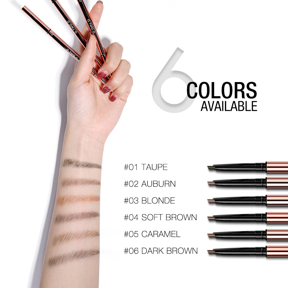 O.TWO.O High Quality Waterproof Precise Brow Definer 6 Colors Fine Triangle Eyebrow Pencil