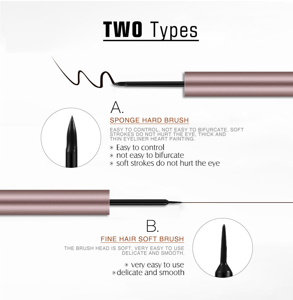 O.TWO.O A&B Head Waterproof Long Lasting Matte Liquid Eyeliner Fast Dry Vegan Black Eye Liner