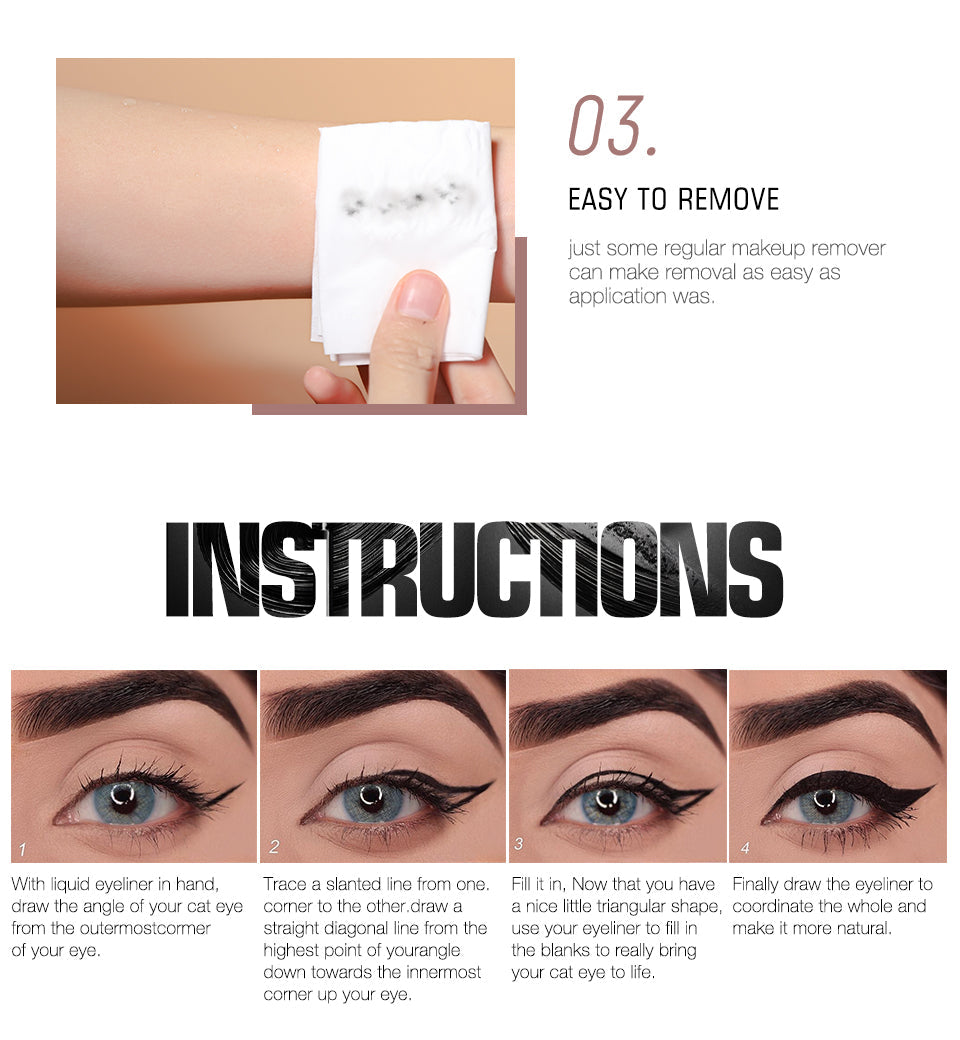 O.TWO.O A&B Head Waterproof Long Lasting Matte Liquid Eyeliner Fast Dry Vegan Black Eye Liner