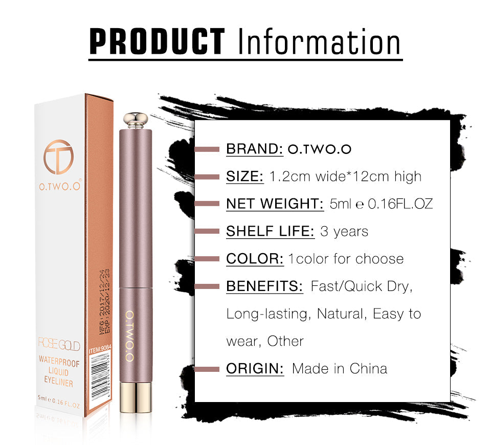 O.TWO.O A&B Head Waterproof Long Lasting Matte Liquid Eyeliner Fast Dry Vegan Black Eye Liner