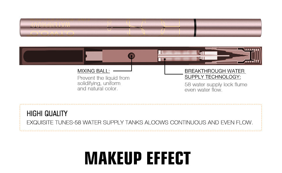 O.TWO.O Eyeliner Waterproof Black Liquid Eyeliner Pen Leak-proof Long Lasting Eye Liner