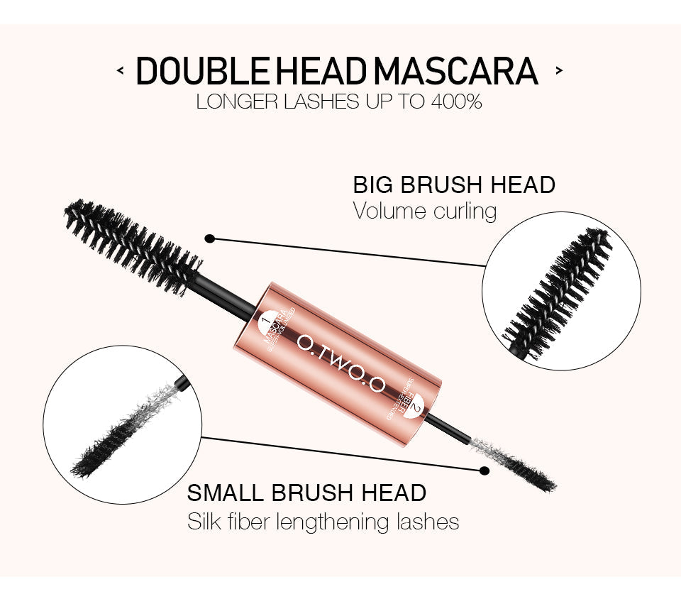 O.TWO.O Miracle Double Head 2 in 1 Mascara Waterproof Lengthening Eyelash Sweat Proof Easy Wearing Mascara