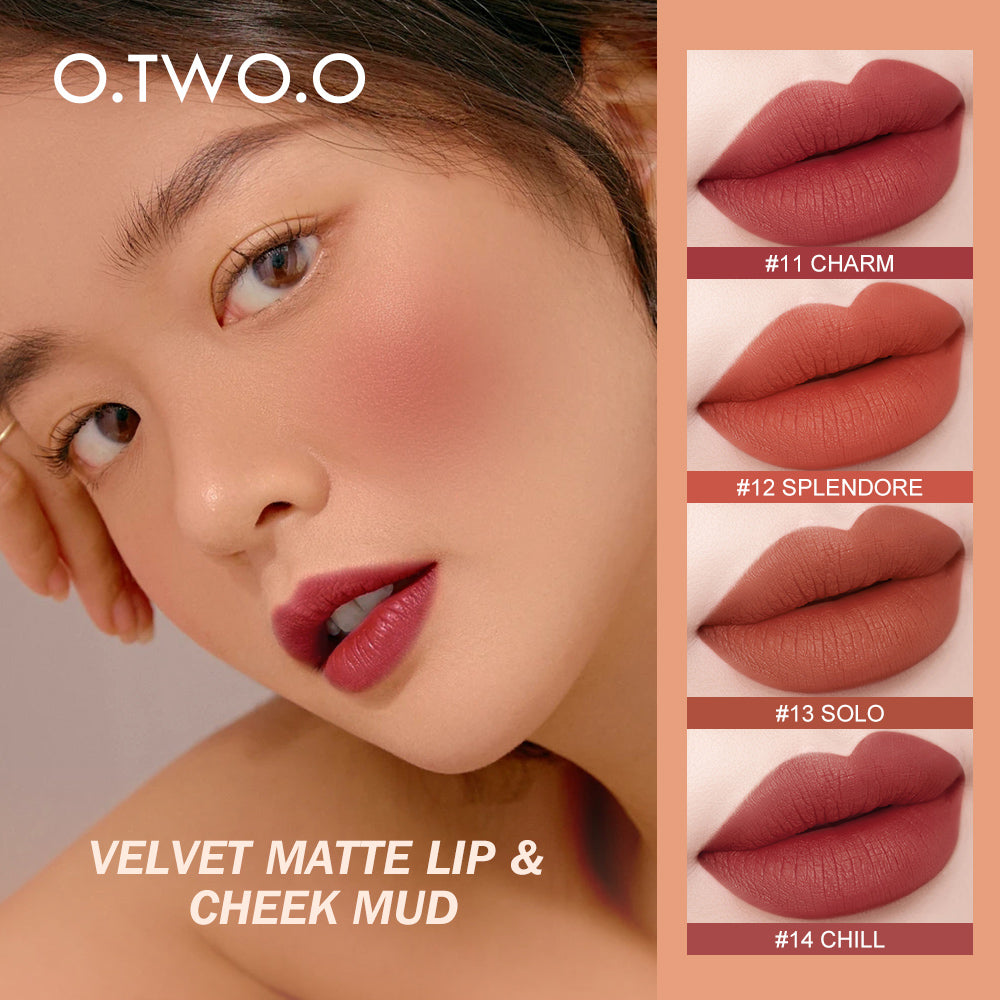 O.TWO.O New Velvet Matte Lip Cheek Mud High Pigment Long Lasting Lipstick Mud