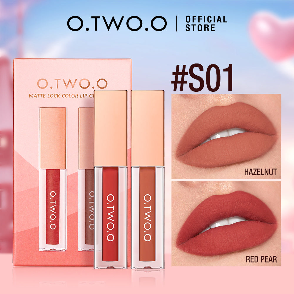 O.TWO.O Lip Makeup Set with 3 Differents Colors Matte and Long Lasting Lip Gloss Set