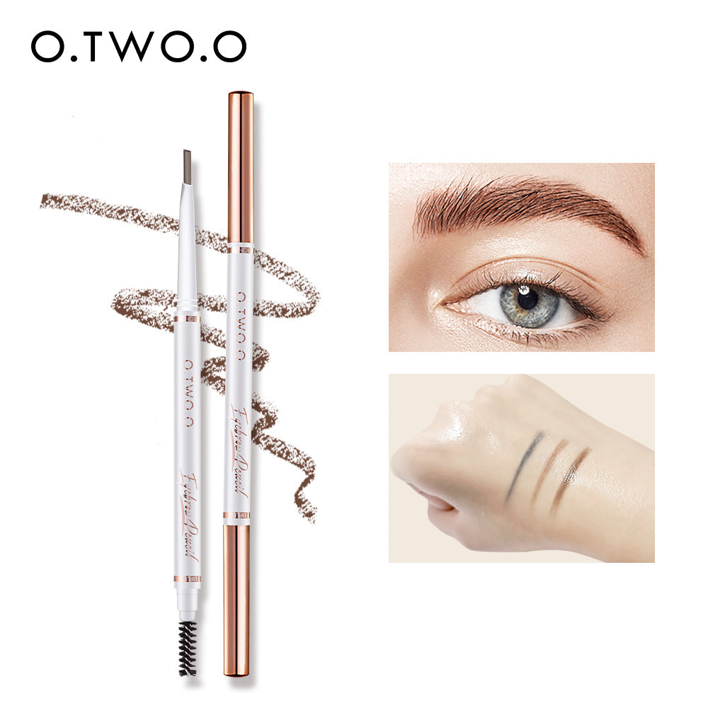 O.TWO.O Double Head Triangle 1.5mm Fine Refill Long Lasting Waterproof Eyeborw Pencil with Brush