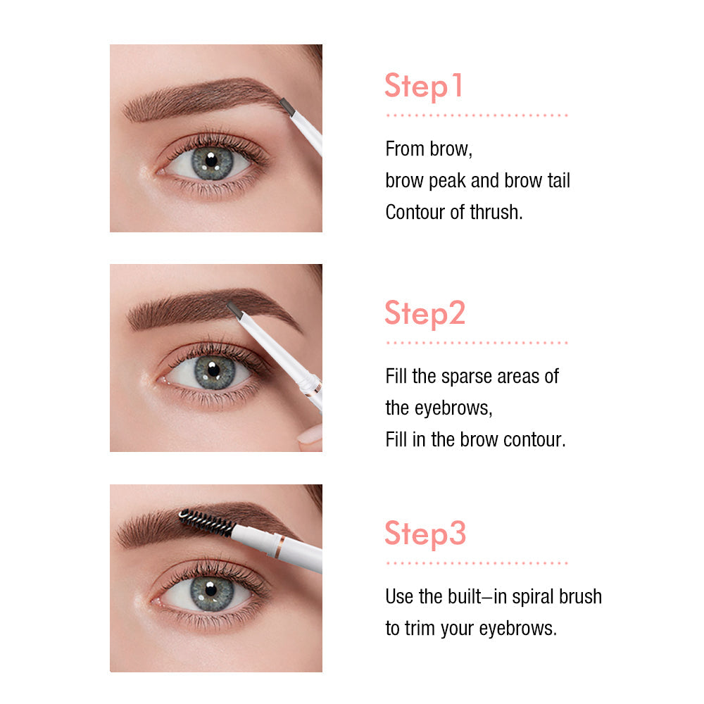 O.TWO.O Double Head Triangle 1.5mm Fine Refill Long Lasting Waterproof Eyeborw Pencil with Brush