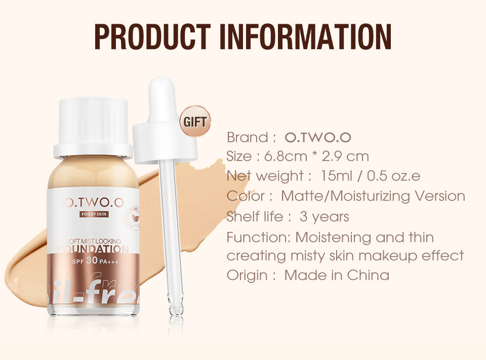 O.TWO.O Matt Finish Coverage Liquid Foundation