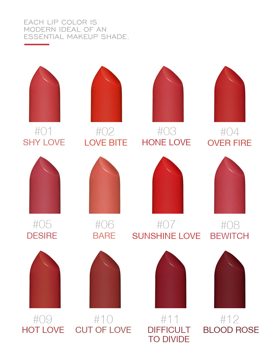 O.TWO.O Rouge Lipstick 12 Colors Semi-matte Moisturize Matte Waterproof Whit tube Lipstick