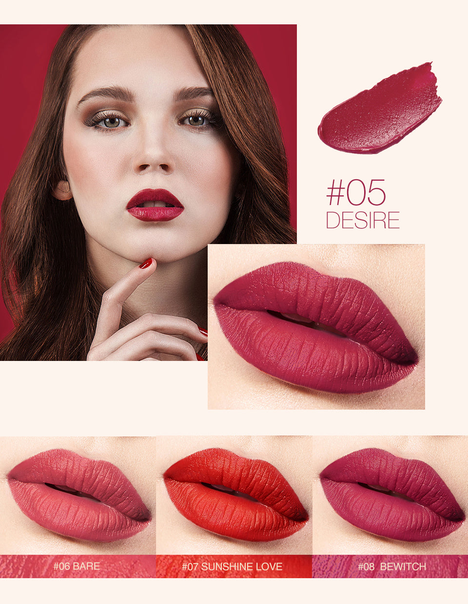 O.TWO.O Rouge Lipstick 12 Colors Semi-matte Moisturize Matte Waterproof Whit tube Lipstick